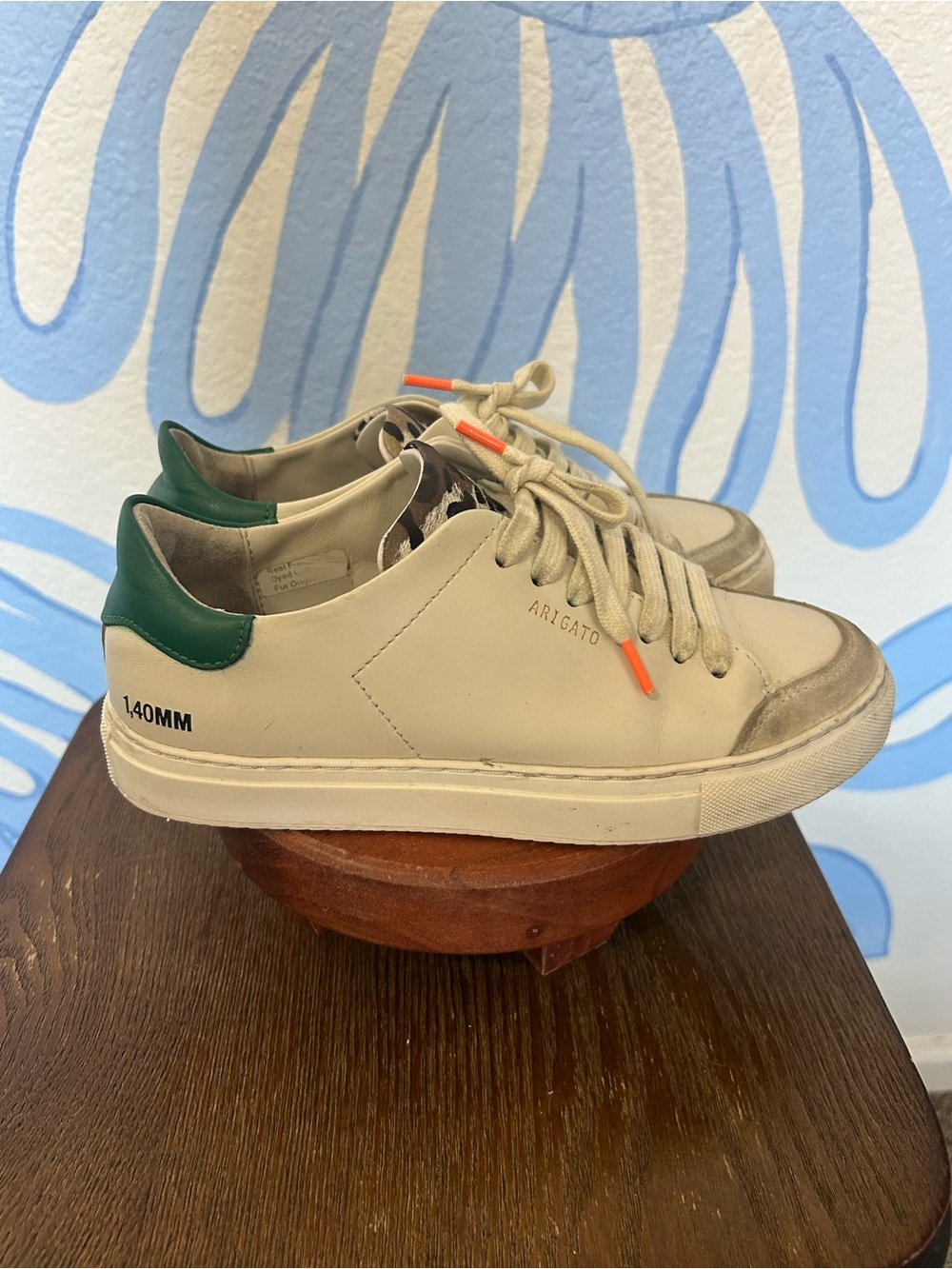 Axel Arigato Clean 90 Triple 1,40MM Cremino Leather Sneakers Green Leopard 35 5